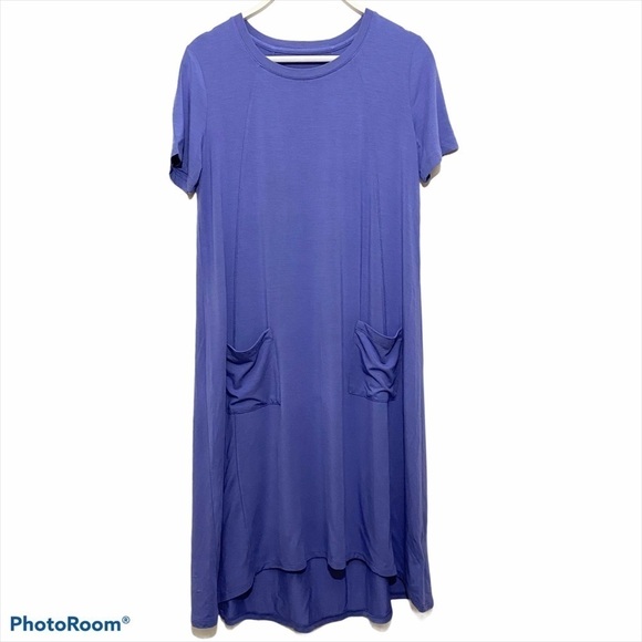 LOGO Lori Goldstein Sanded Modal Dress Hi-Low Hem - Picture 2 of 9